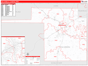 San Angelo Metro Area Wall Map Red Line Style